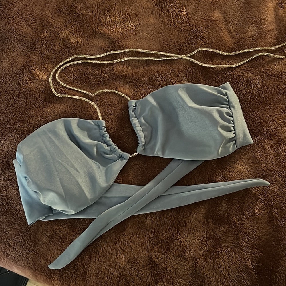 Blue Rhinestone Top Bikini Set - Picture 7 of 8